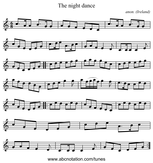 The night dance - staff notation
