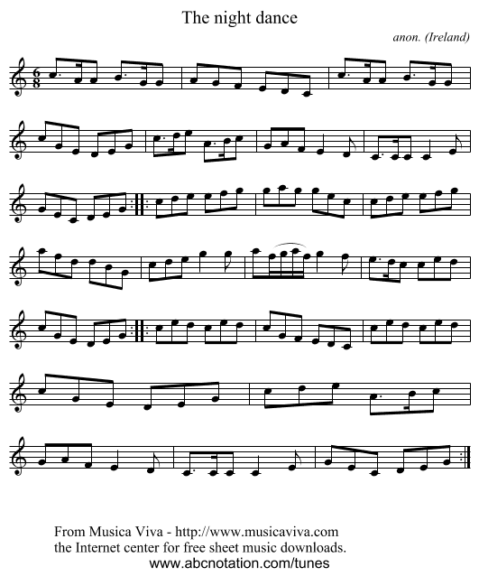The night dance - staff notation