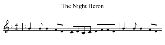 The Night Heron - staff notation