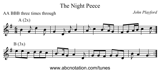 The Night Peece - staff notation