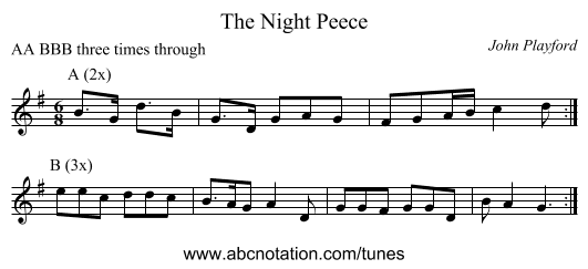The Night Peece - staff notation