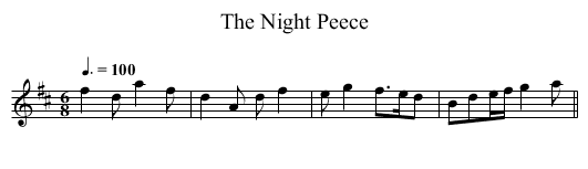 The Night Peece - staff notation