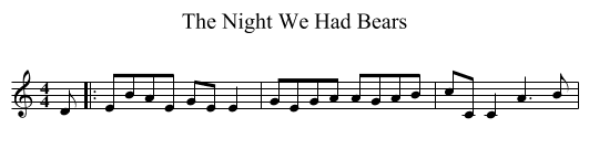 The Night We Had Bears - staff notation