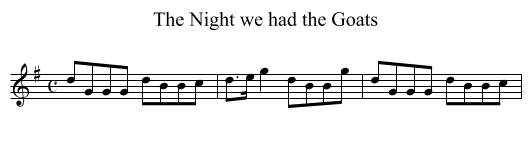 The Night we had the Goats - staff notation