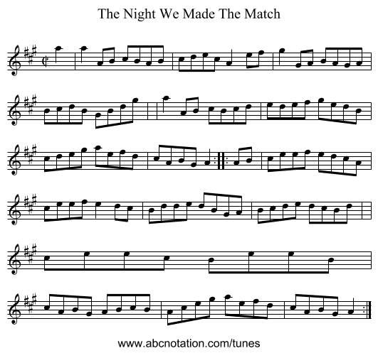 The Night We Made The Match - staff notation