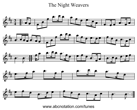 The Night Weavers - staff notation