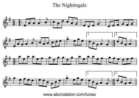 The Nightingale - staff notation