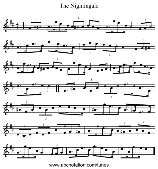 The Nightingale - staff notation