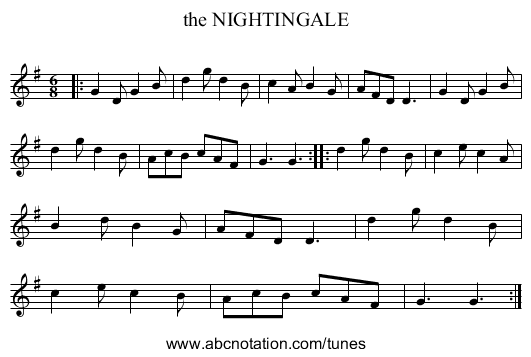 the NIGHTINGALE - staff notation