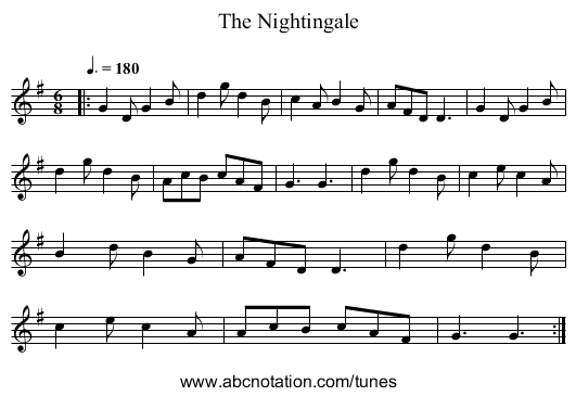 The Nightingale - staff notation