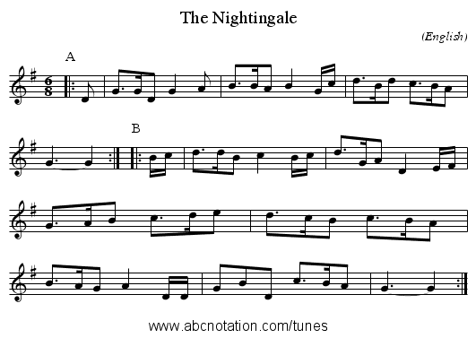The Nightingale - staff notation