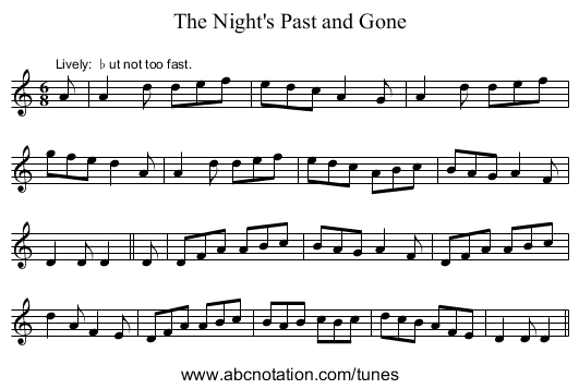 The Night's Past and Gone - staff notation
