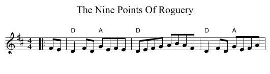 The Nine Points Of Roguery - staff notation
