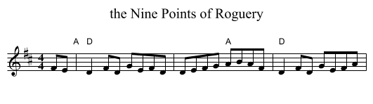the Nine Points of Roguery - staff notation
