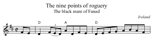 The nine points of roguery - staff notation