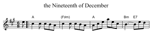 the Nineteenth of December - staff notation