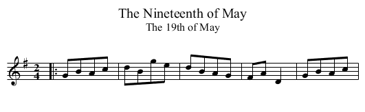 The Nineteenth of May - staff notation
