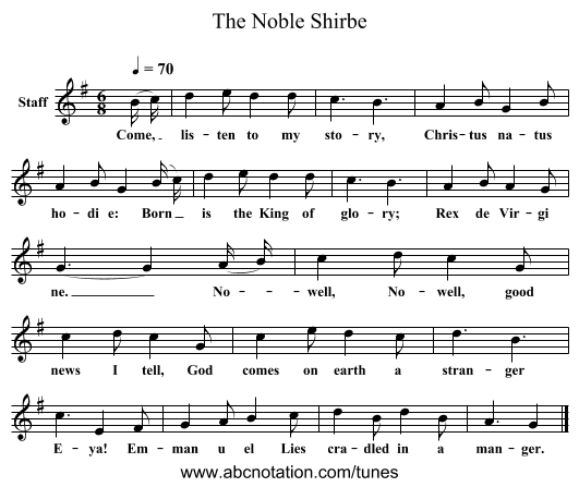 The Noble Shirbe - staff notation