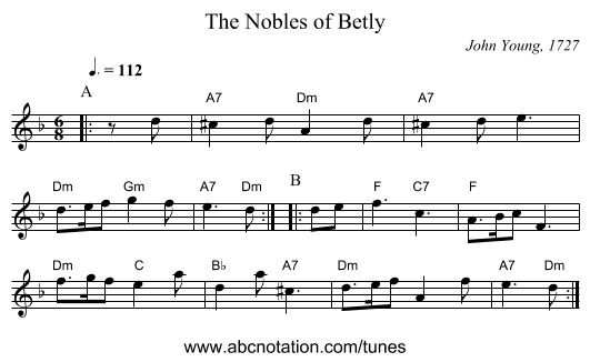 The Nobles of Betly - staff notation