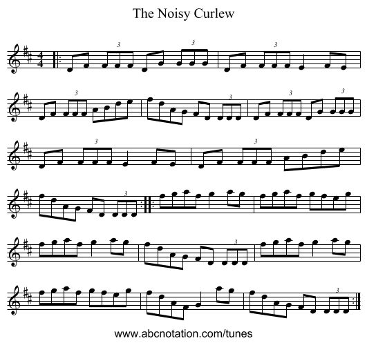The Noisy Curlew - staff notation