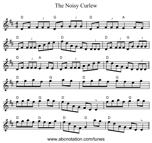 The Noisy Curlew - staff notation