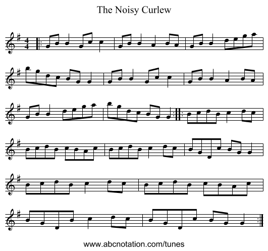 The Noisy Curlew - staff notation