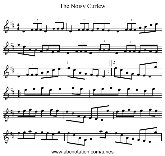 The Noisy Curlew - staff notation