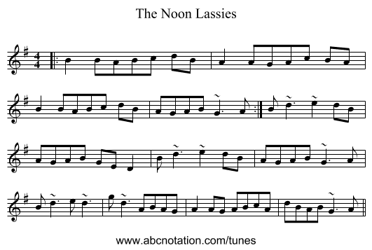 The Noon Lassies - staff notation