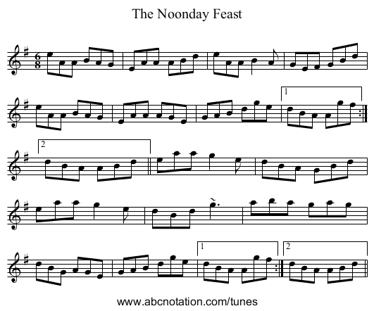 The Noonday Feast - staff notation