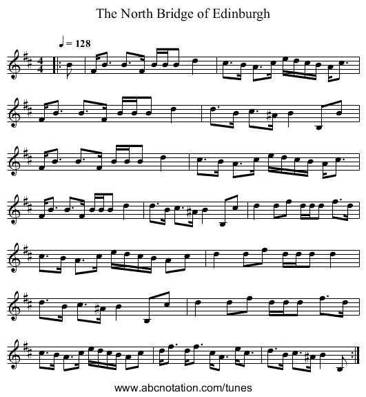 The North Bridge of Edinburgh - staff notation