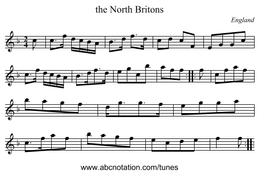 the North Britons - staff notation