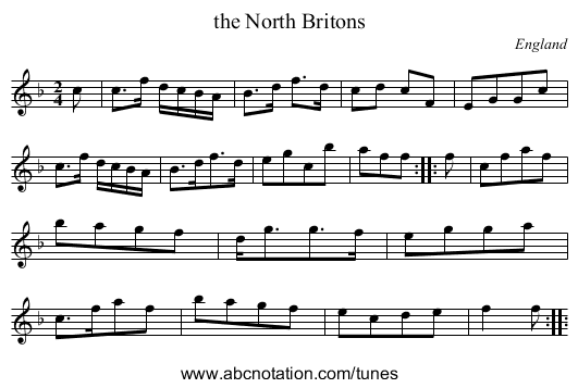 the North Britons - staff notation