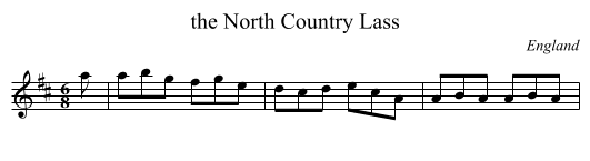 the North Country Lass - staff notation