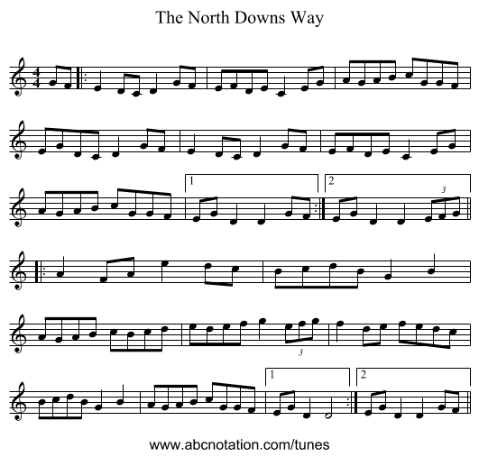 The North Downs Way - staff notation