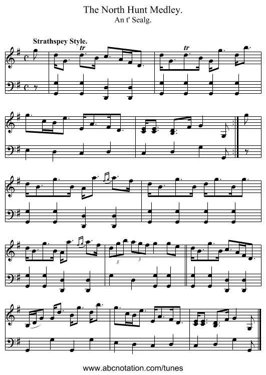 The North Hunt Medley. - staff notation