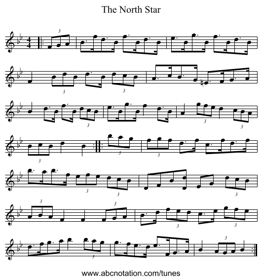 The North Star - staff notation