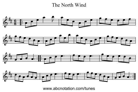 The North Wind - staff notation