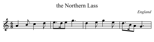 the Northern Lass - staff notation