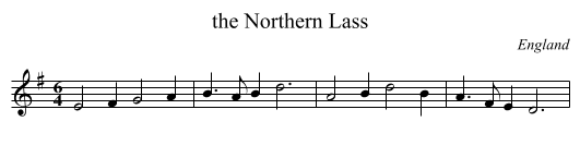 the Northern Lass - staff notation