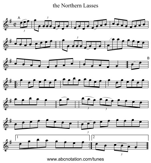 the Northern Lasses - staff notation