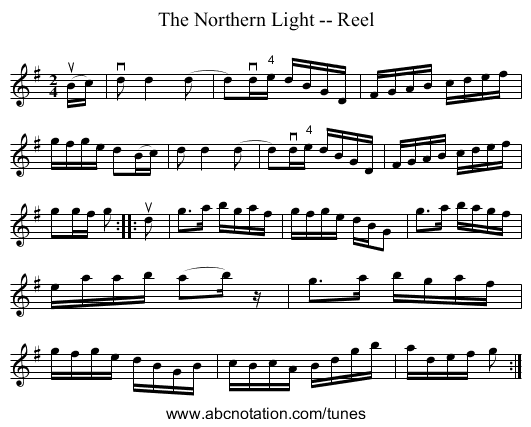 The Northern Light -- Reel - staff notation