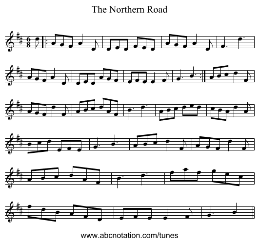 The Northern Road - staff notation