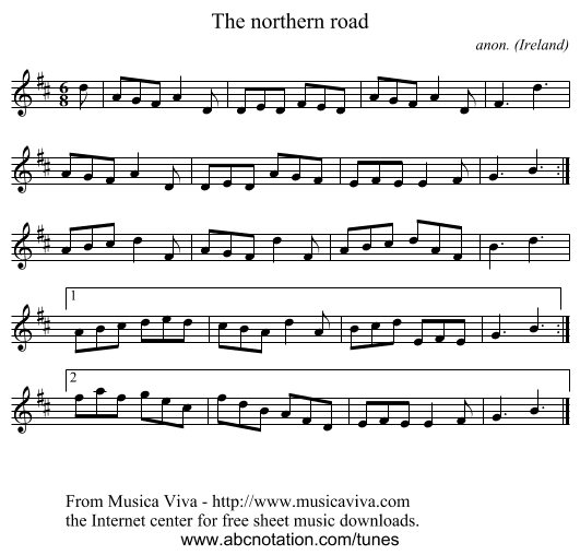 The northern road - staff notation