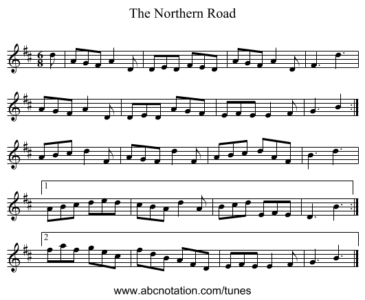 The Northern Road - staff notation