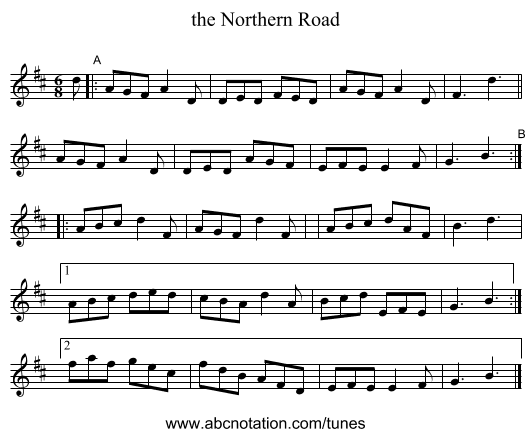 the Northern Road - staff notation