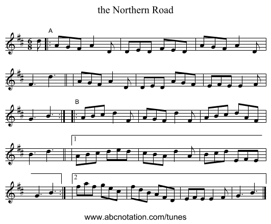 the Northern Road - staff notation