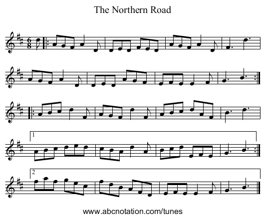 The Northern Road - staff notation