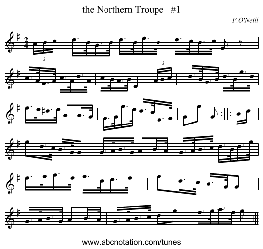 the Northern Troupe   #1 - staff notation