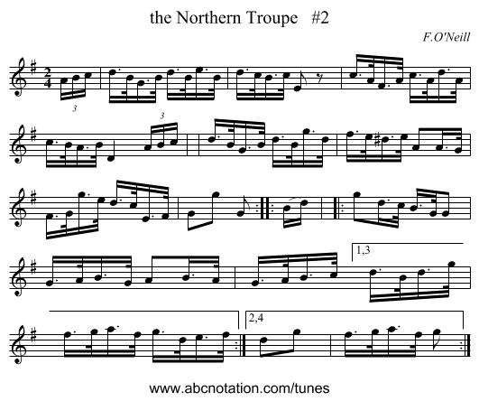 the Northern Troupe   #2 - staff notation