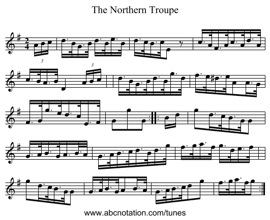 The Northern Troupe - staff notation